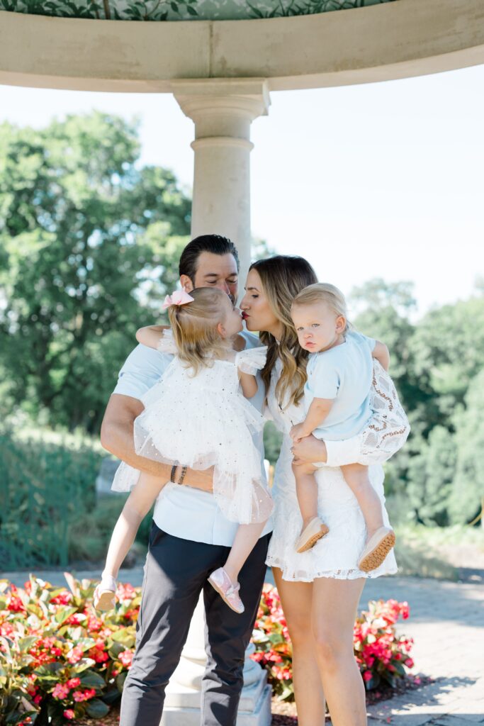 family posing for a photo at glenwood gardens 